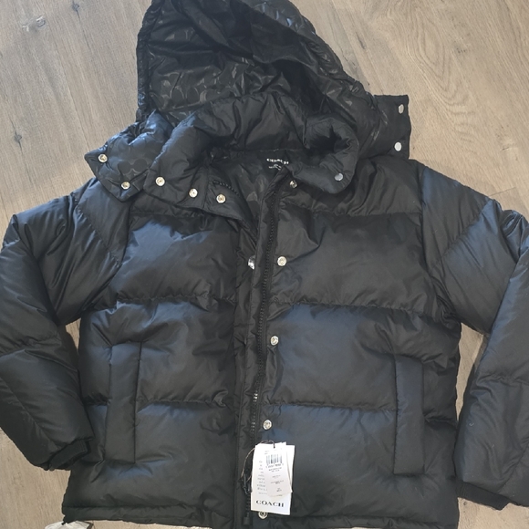 Coach Quilted Black Hooded Jacket - Picture 1 of 5